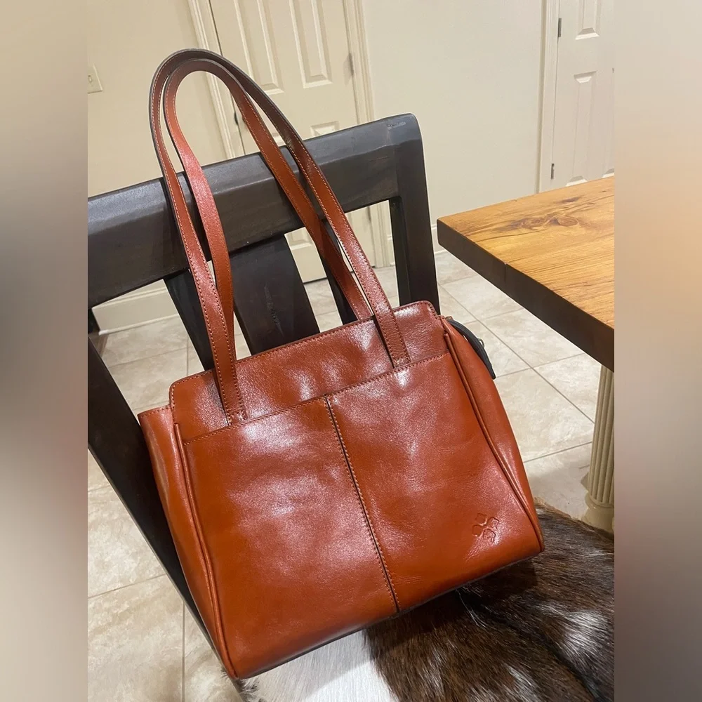 Patricia Nash brown leather satchel handbag bag purse tote - Picture 3 of 8